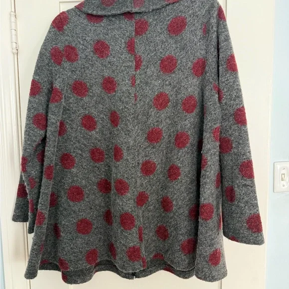 Gray and Red Polka Dot Women's Jacket by CutLoose. Size L/XL. - Picture 2 of 5